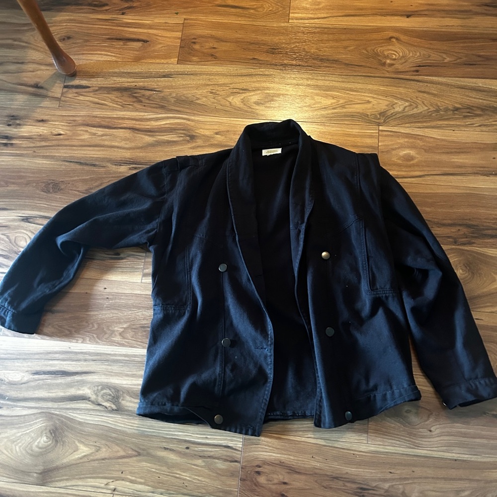 Black Classic Pea Coat with Long Sleeves